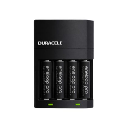 Carregador Duracell + 4 Pilhas Recarregáveis Aa Panasonic Eneloop Pro Bk-3hcde/4be Cilíndrica